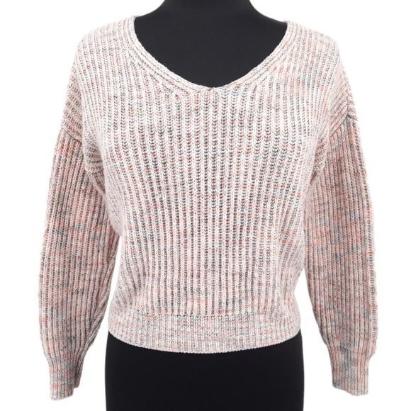 American Rag Sweaters - American Rag Cameo Rose Pink V-Neck Twist Back Marbled Pullover Sweater XS